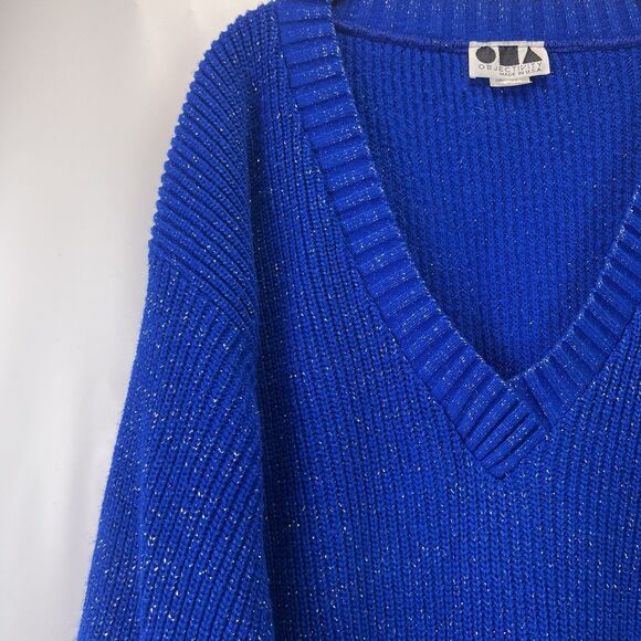 Vintage Objectivity Sweater Women’s OSFM-Large Blue Metallic Knit - Picture 2 of 8